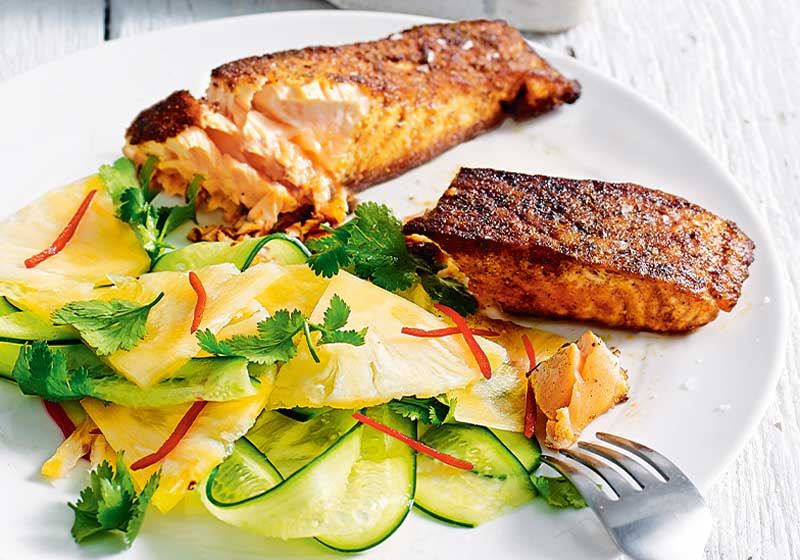 Cajun Salmon and Pineapple Salad
