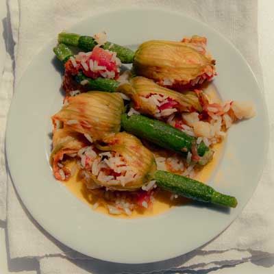 Stuffed Zucchini Blossoms with Prawns