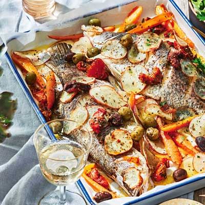 Whole Baked Barramundi and Borlotti Bean Salad