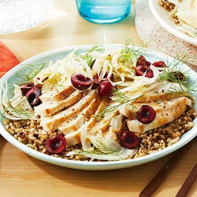 Chicken and Ancient Grain Salad with Cherries and Fennel