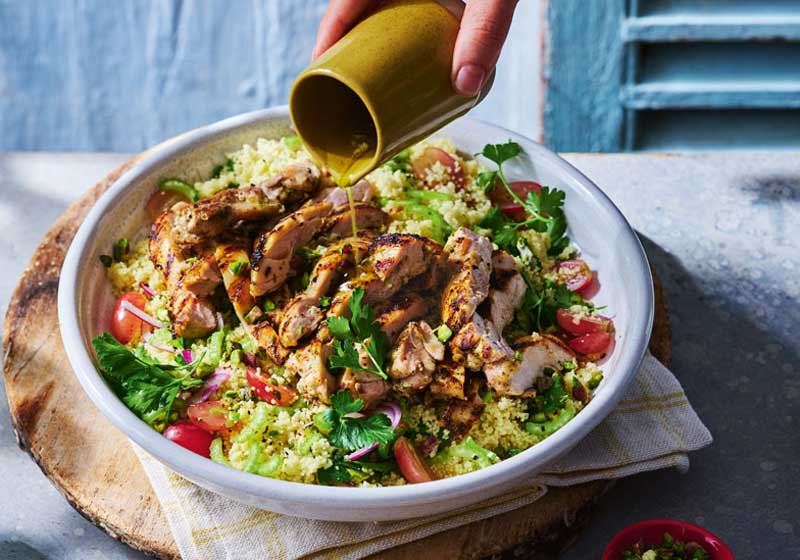 BBQ Chicken, Grape and Pistachio Couscous Salad