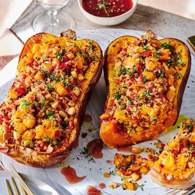Festive Wild Rice Stuffed Pumpkin