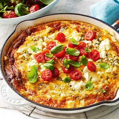 Corn and Feta Frittata with Tomato Salad