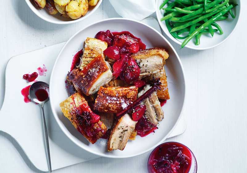 Crispy Pork Belly with Spiced Plum Sauce