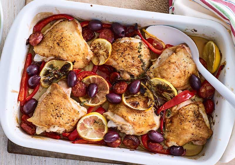 Chicken, Potato, Chorizo and Capsicum Tray Bake