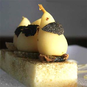 Truffle Infused Fig & Baby Pear on Toasted Brioche with Honey Mascarpone