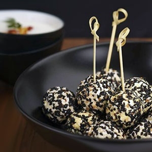 Spicy Goat Cheese Balls in Sesame Seeds