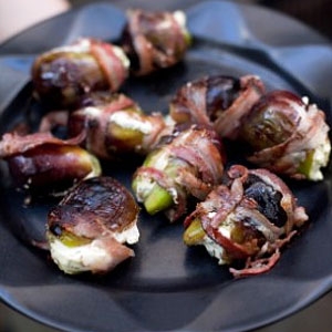 Grilled Figs Wrapped in Prosciutto, Stuffed with Goats' Cheese 