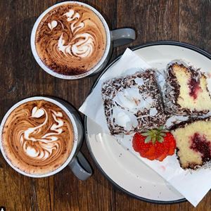 Coffee and cake for two please!