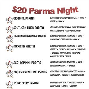 $20 PARMA NIGHT IS HERE!