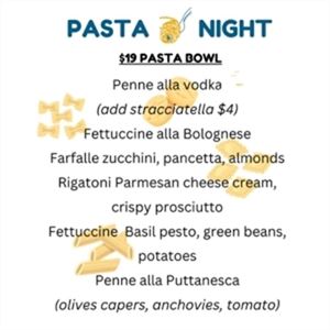 Pasta Night Every Thursday Night!