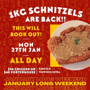 1kg Schnitzel Day! One day only!