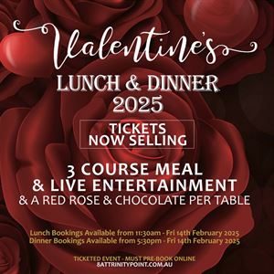 Celebrate Valentine’s Lunch or Dinner 2025 at 8 at Trinity