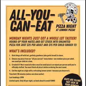 Monday Night ALL YOU CAN EAT 