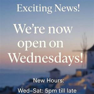 We Are Now Open Wednesday's!
