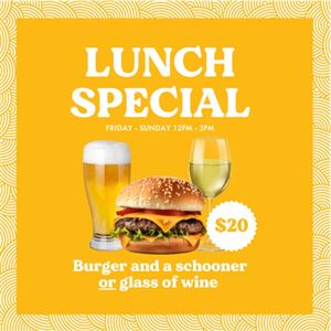 EVERY WEEKEND: $20 BURGER AND DRINK