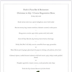 Christmas in July Degustation Special Event