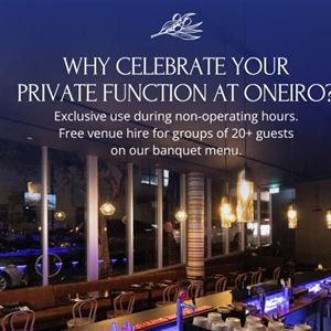 Celebrate Greek-Style at Oneiro – Private Functions Available