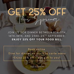 Get 25% off your food bill
