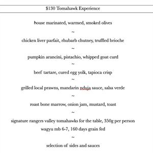 New Tomahawk Menu - just in time for Christmas