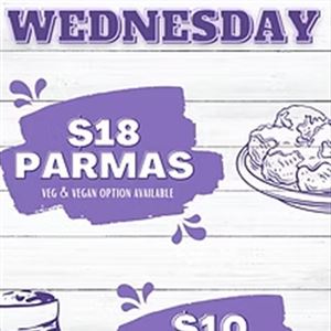 Wednesdays $18 Parmas