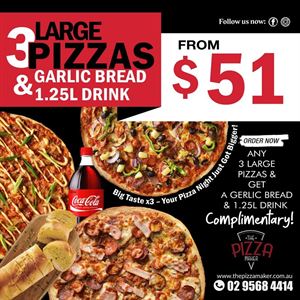 The Pizza Maker’s 3 Large Pizza Deal!