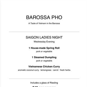 Midweek Dining at Barossa Pho