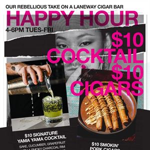 'Cigar bar' Happy Hour - Tuesday - Friday from 16.00 - 18.00