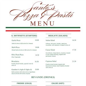 Santo's New Italian Delights - Updated Menu