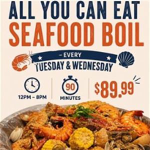All You Can Eat Seafood Madness – $89.99pp