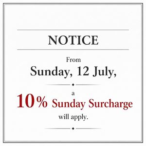 Sunday Surcharge