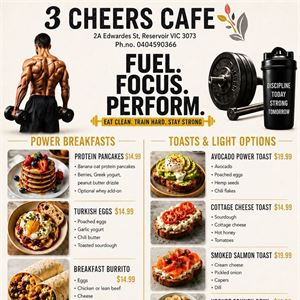 Fuel. Focus. Perform. at 3 Cheers Cafe