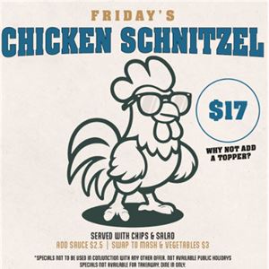 Friday Chicken Schnitzel at Bago Tavern