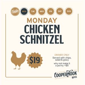 Chicken Schnitzel at Coopernook Hotel