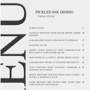 Dinner menu for August