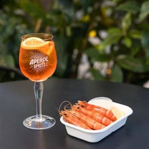 Aperol Spritz and Tiger Prawns
